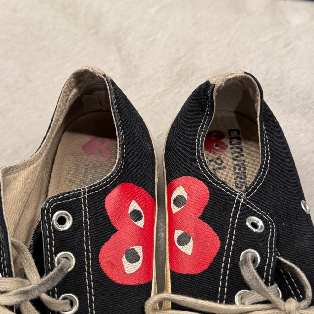 Converse Chuck 70 CDG Sneakers Mens 8 Black Play Comme des Garcons Heart *FLAW - Picture 12 of 13